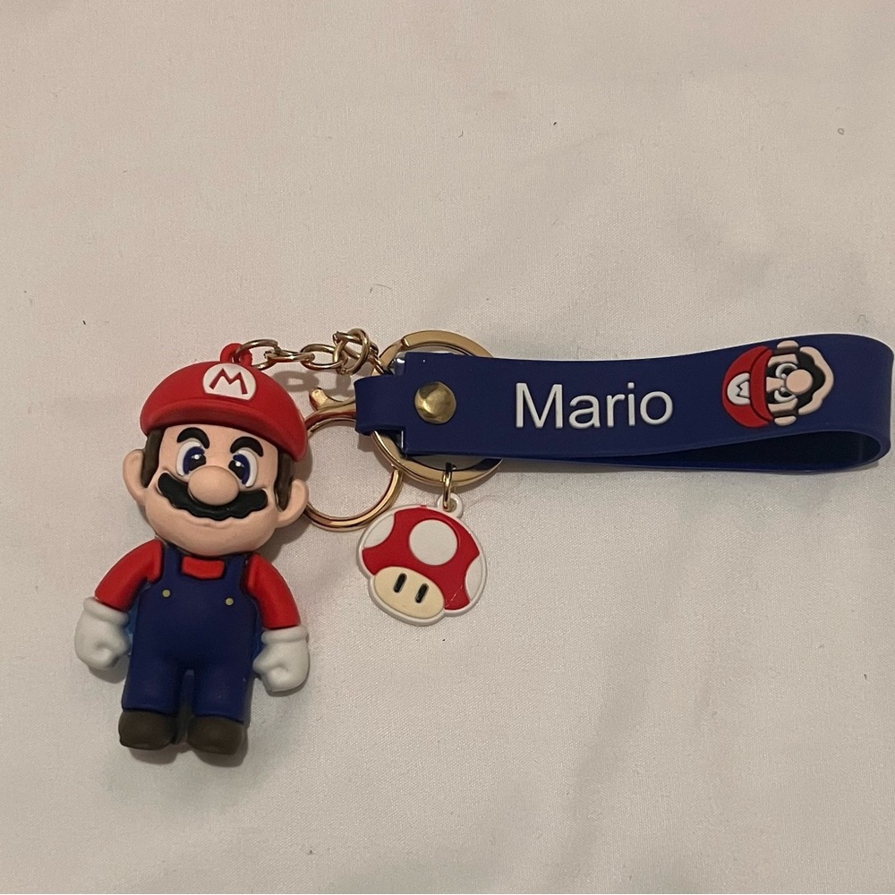 Mario Keychain with Blue Strap - NWOT